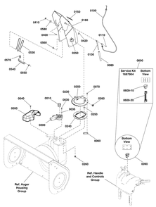 Chute And Rotation Group Diagram and Parts List for 1696255-00-BM1227SE  Briggs and Stratton Snow Blower